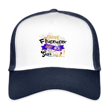 Silvester Neujahr Feiern Böller Rakete Humor - Trucker Cap - Weiß/Navy - Vorne