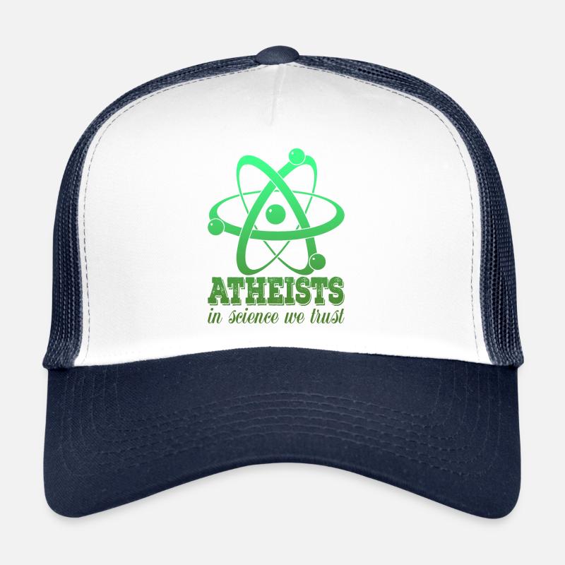 Witziger Atheist Atheismus Gott Spruch - Trucker Cap - Weiß/Navy