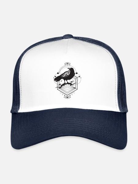 Animal corbeau - Casquette trucker  - blanc/marine - Devant