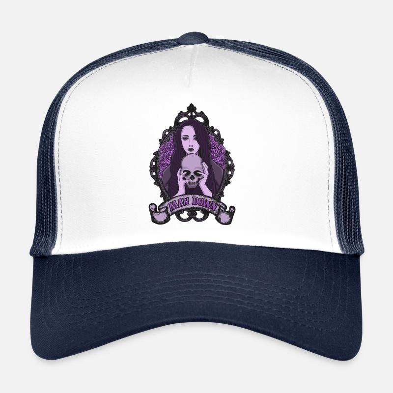 Dark Goth Man Down Vampire Girl Nose Ring - Trucker Cap - white/navy