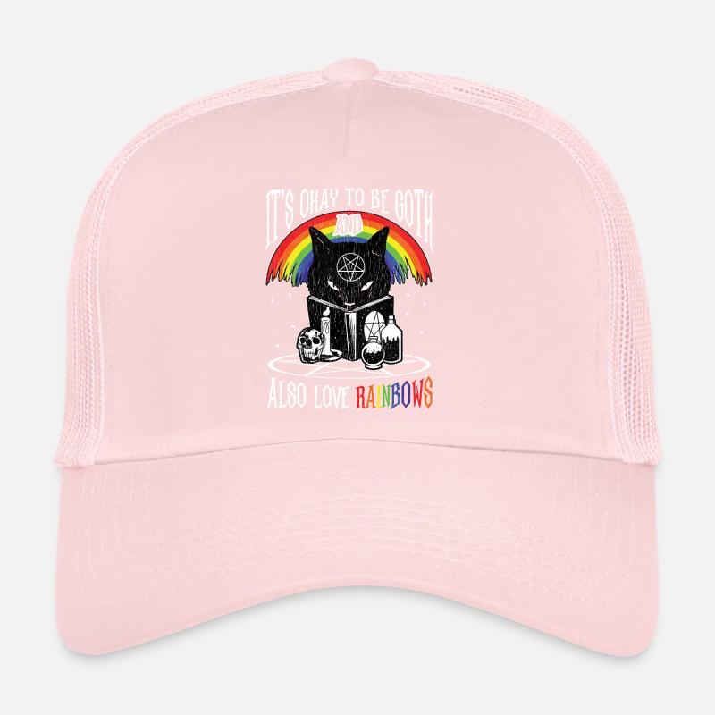 LGBT Goth Rainbows Black Cat Pentagram Pentacle Trucker Cap