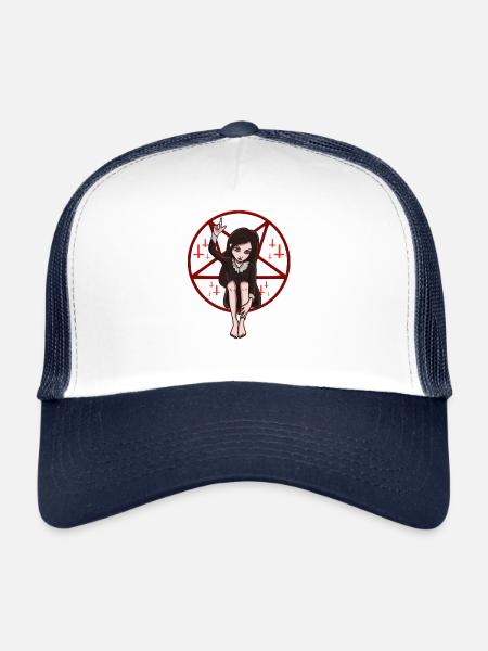 Symbole de la main perdant fille gothique unique - Casquette trucker  - blanc/marine - Devant