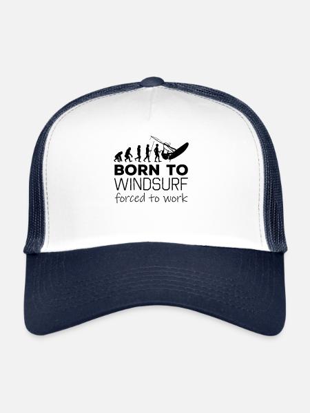 Born To Windsurf Forced To Work Evolution - Casquette trucker  - blanc/marine - Devant