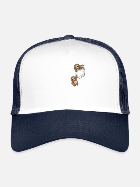 Jolis bébés paresseux kawaii jouent dans le sac - Casquette trucker  - blanc/marine - Devant