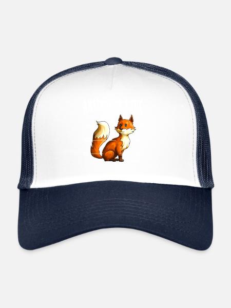Anatomie d'un renard Amant drôle de renards Gif animal mignon - Casquette trucker  - blanc/marine - Devant