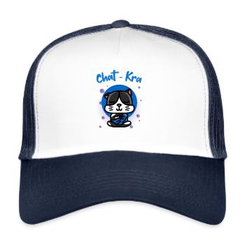 Humor Cat Yoga Zen Meditation Chakra - Trucker Cap - white/navy - Front
