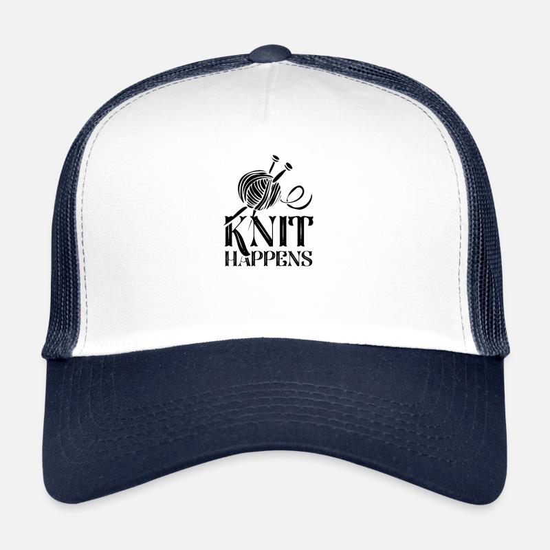 Stricken Knoten Strick Strickerin Strickerei - Trucker Cap - Weiß/Navy