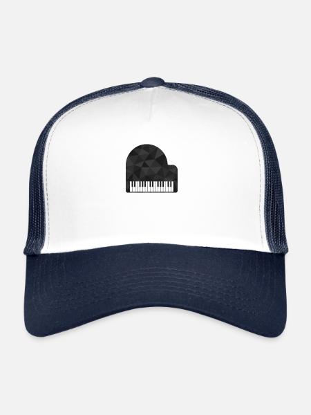Piano pianiste - Casquette trucker  - blanc/marine - Devant