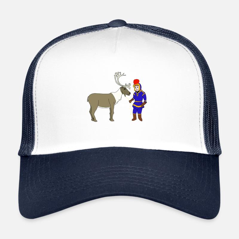 Enfant sami avec renne - Casquette trucker  - blanc/marine