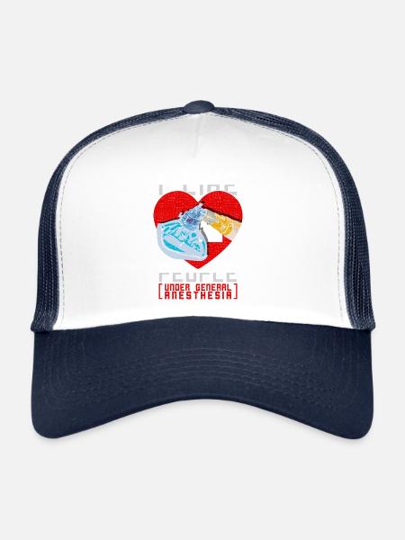 Anesthesia Joke Anesthesiologist Humor - Trucker Cap - white/navy - Front