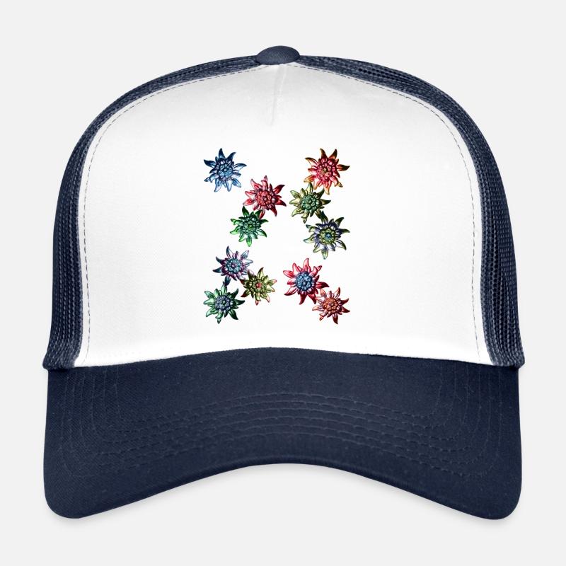 Trachtendesign mit buntem Edelweiss / Trucker Cap