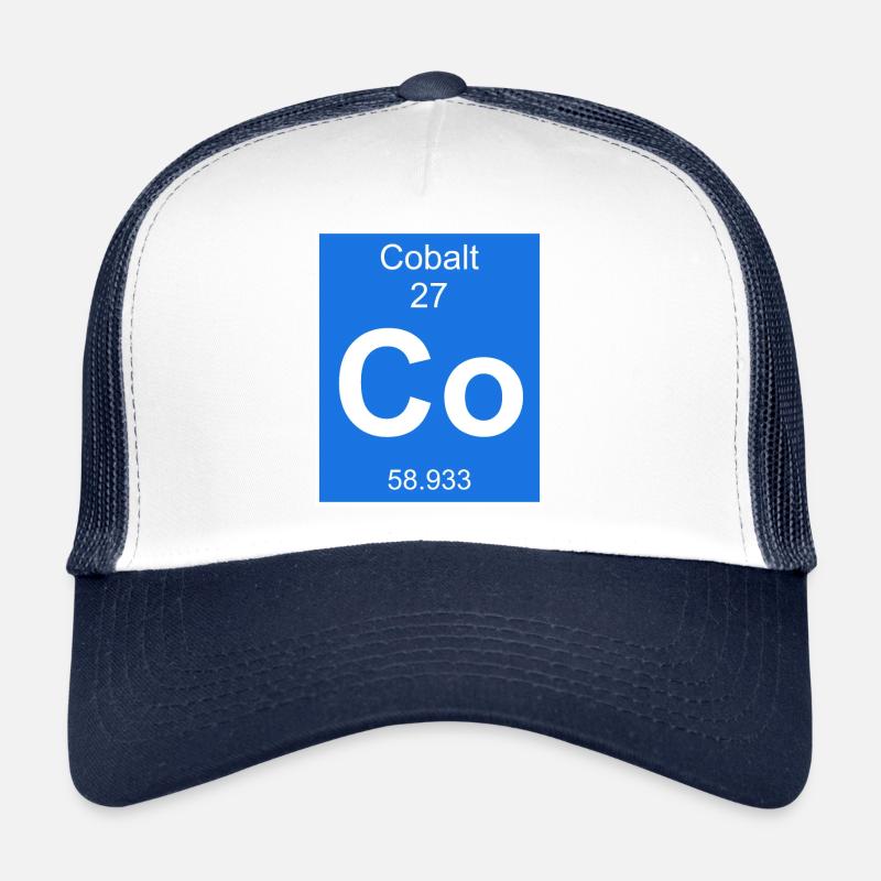 Tableau périodique des éléments chimiques de cobalt - Casquette trucker  - blanc/marine