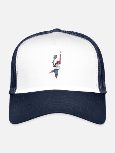 Tennnis drôle de tennis disant - Casquette trucker  - blanc/marine - Devant