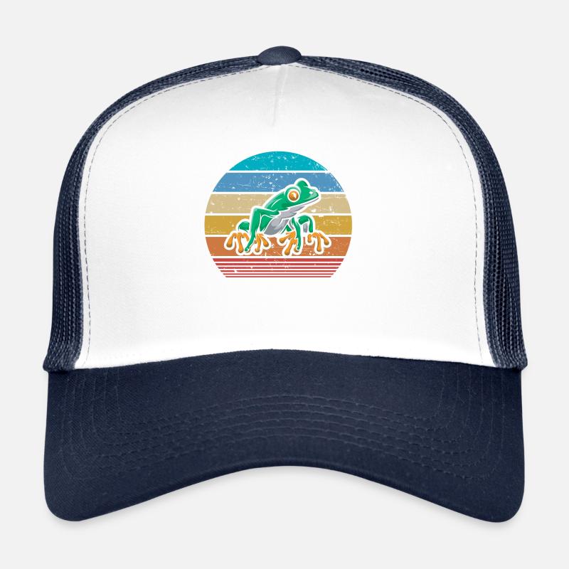 Retro Rotaugen-Laubfrosch Vintage Agalychnis callid - Trucker Cap - Weiß/Navy