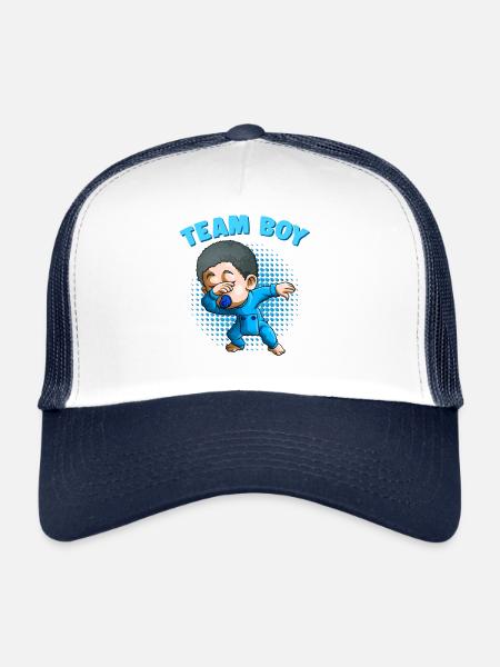 Team Boy lustige Geschlecht offenbaren Party Dabbing schwarz B - Trucker Cap - Weiß/Navy - Vorne