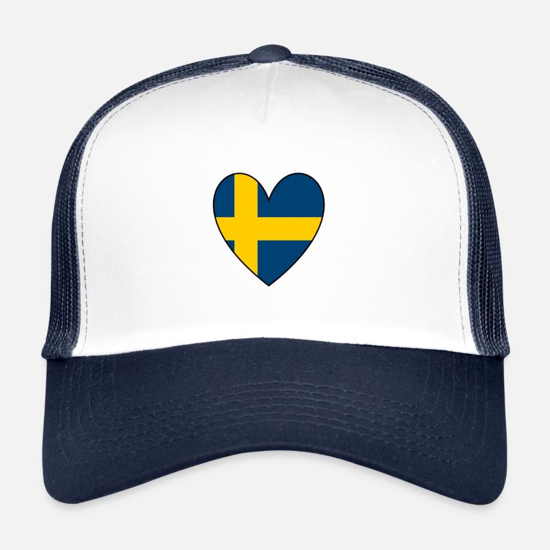Schweden Herz - Trucker Cap - Weiß/Navy