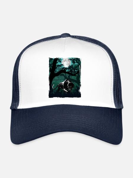 Black Panther in the Jungle - Trucker Cap - white/navy - Front