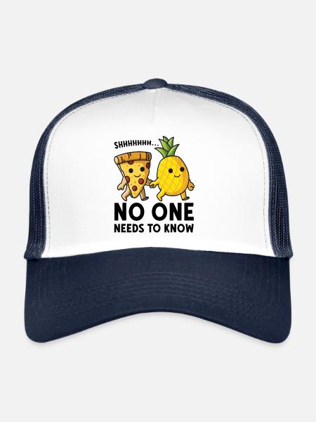 No One Needs to Know Hawaiian Pizza - Trucker Cap - white/navy - Front