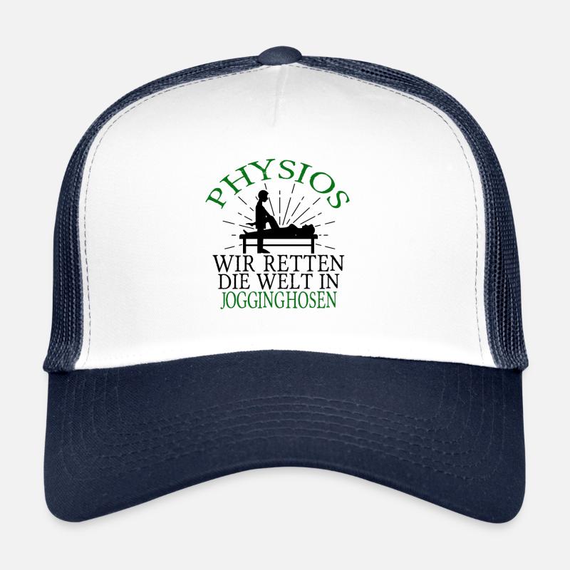 Physio in Jogginghosen - Trucker Cap - Weiß/Navy