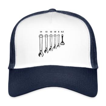 Mechaniker Geschenk Kfz Auto Garage - Trucker Cap - Weiß/Navy - Vorne