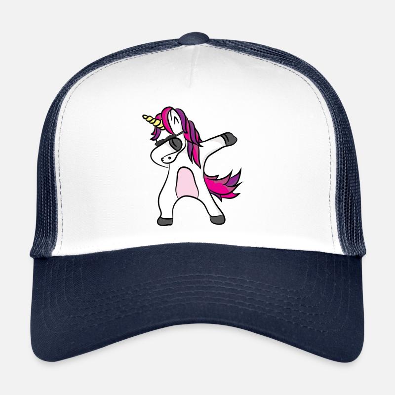 Dabbing Einhorn mit Sonnenbrille - Trucker Cap - Weiß/Navy