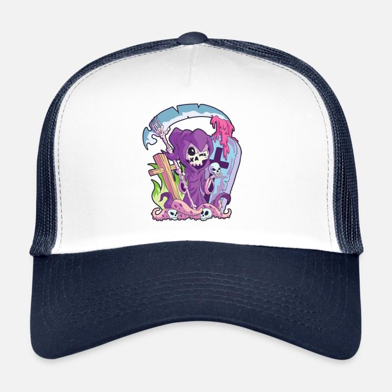 Kawaii Death Grim Reaper Pastel Goth Creepy Occult Trucker Cap