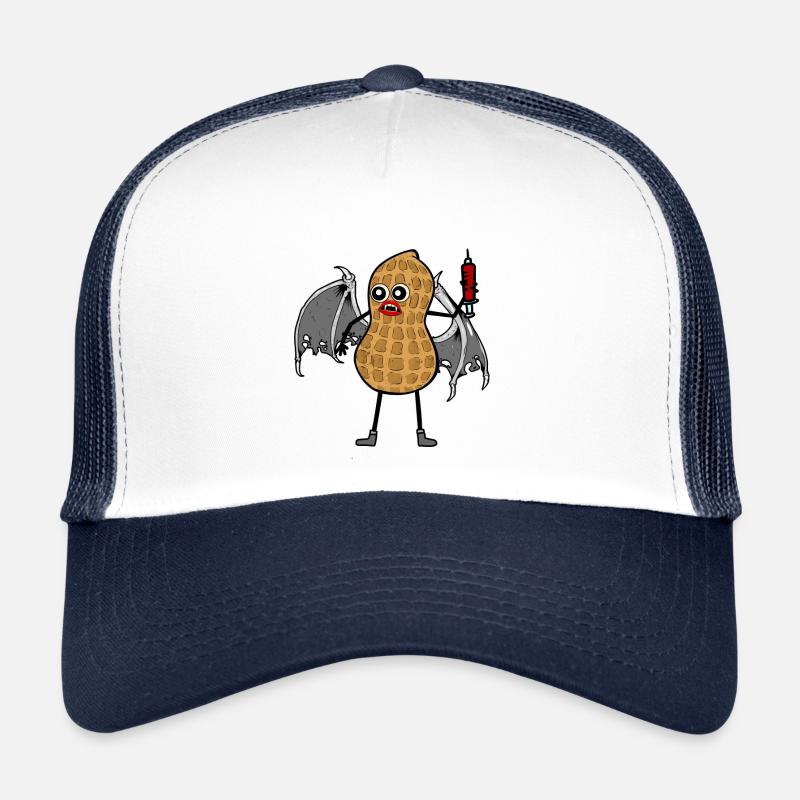 Horror Erdnuss Vampir Halloween Blutsauger Spritze - Trucker Cap - Weiß/Navy