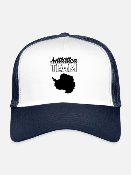 Antarctique Team Penguin Pôle Sud Antarctique Dicton - Casquette trucker  - blanc/marine - Devant