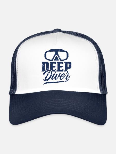 Tieftaucher Tieftauchen Taucherin - Trucker Cap - Weiß/Navy - Vorne