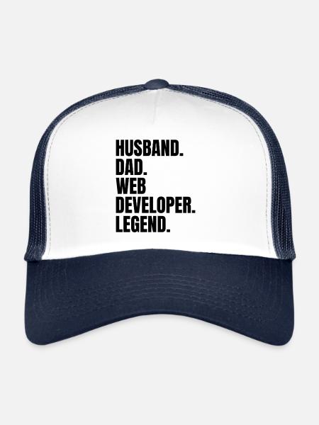 Mari Papa Développeur Web Légende Rétro - Casquette trucker  - blanc/marine - Devant