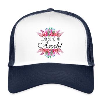 Lecken Sie mich am Arsch - Trucker Cap - Weiß/Navy - Vorne