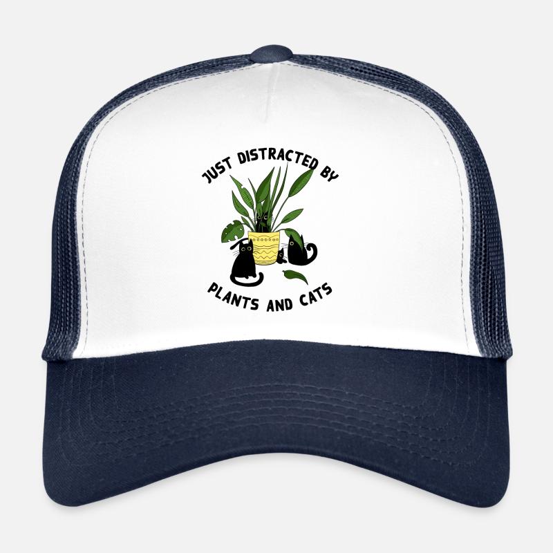 Just distracted by Plants and cats - Trucker Cap - Weiß/Navy