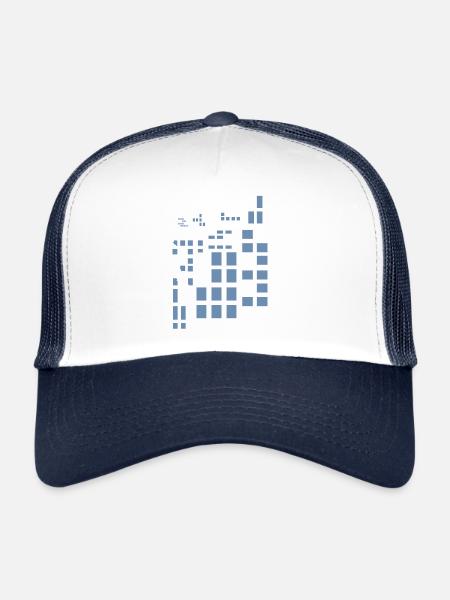 Pixel Pixelworld Abstract City Kypto Style Pattern - Trucker Cap - white/navy - Front