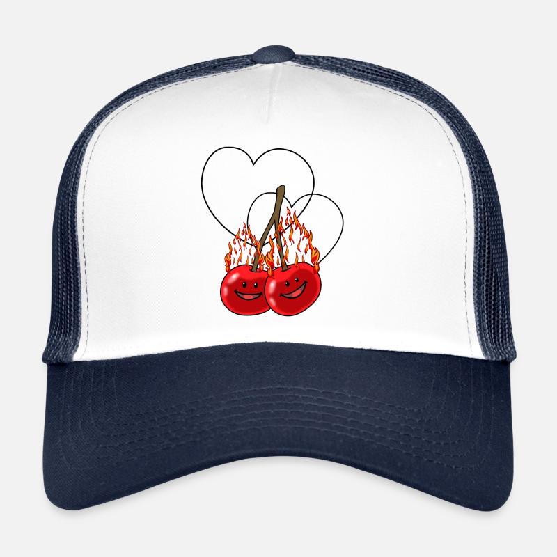 feurige Kirschen Kirsche heiß Obst Herzen Trucker Cap