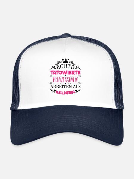 Tätowierte Prinzessin arbeitet als Kellnerin / Fun - Trucker Cap - Weiß/Navy - Vorne