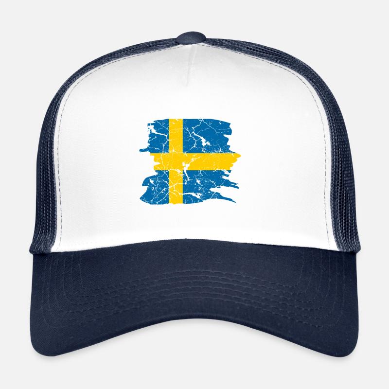 Drapeau de la Suède - Casquette trucker  - blanc/marine