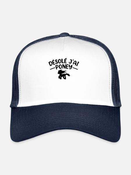 Cheval Poney Équitation Anniversaire Licorne Pony - Casquette trucker  - blanc/marine - Devant