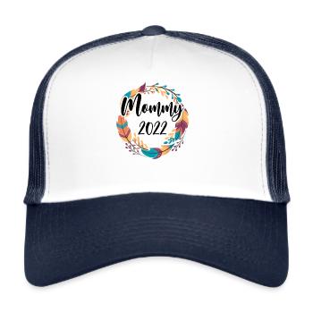 Maman 2022 Grossesse enceinte Maman à être - Casquette trucker  - blanc/marine - Devant