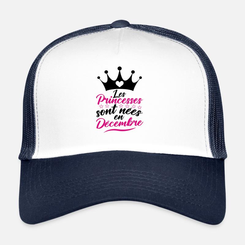 Les Princesses Sont Nées En Décembre - Casquette trucker - blanc/marine