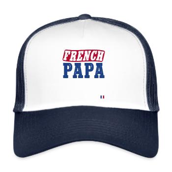 French Papa - Original Souvenir eines französischen Papas - Trucker Cap - Weiß/Navy - Vorne