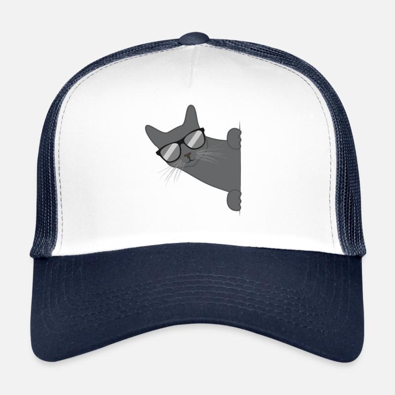 Chat avec lunettes de soleil Drôle de chaton Cadeau Casquette trucker 
