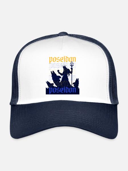 Poséidon dieu grec de la mer - Casquette trucker  - blanc/marine - Devant