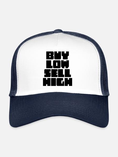 Acheter Low Sell High Funny Trading Investisseur Crypto - Casquette trucker  - blanc/marine - Devant