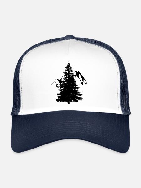 Sapin Épicéa Conifère Montagnes Naturelles Alpes de montagne - Casquette trucker  - blanc/marine - Devant