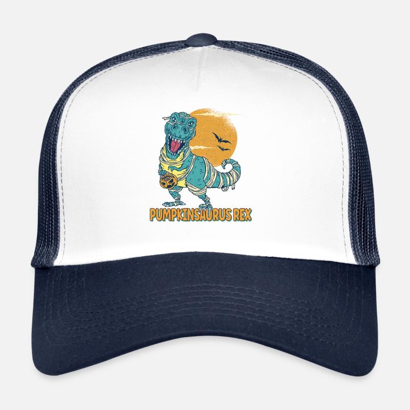 Pumpkinsaurus Dinosaurier Lustiges Halloween T Rex - Trucker Cap - Weiß/Navy