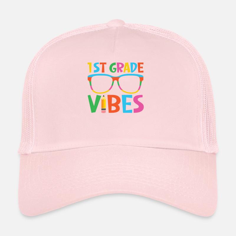 First Grade Vibes Back To School 1st Retro Teacher Trucker Cap