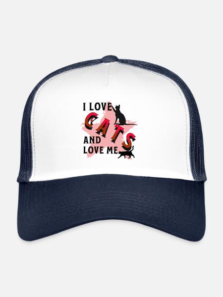 Cats Love Cat Love - Trucker Cap - white/navy - Front