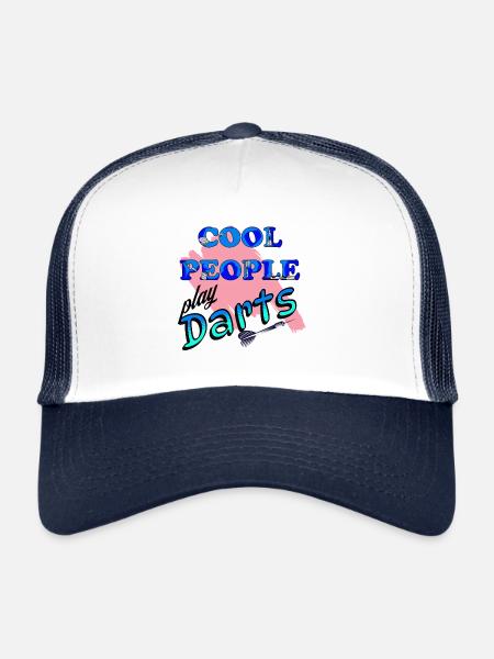 Dart Cool People play Darts - Trucker Cap - Weiß/Navy - Vorne