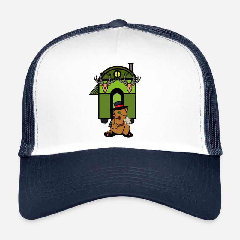 Construction roulotte cabane forêt ours brun monstre amoureux de la nature Casquette trucker 