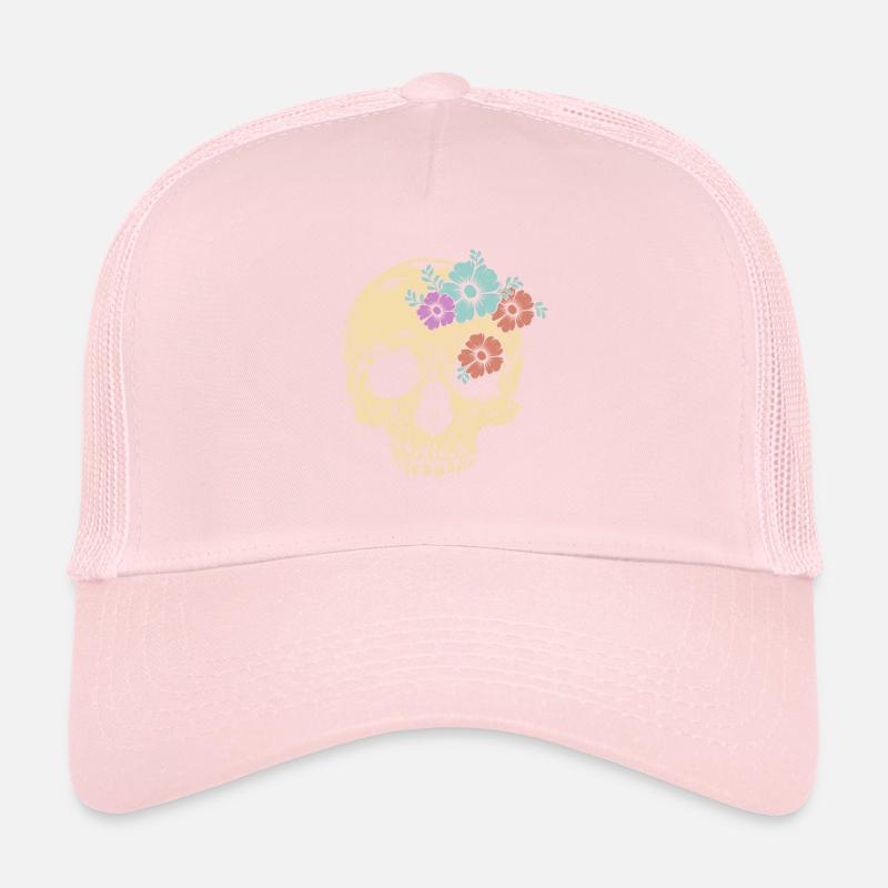 Conception de crâne de fleur inspirée de la vieille école Casquette trucker 